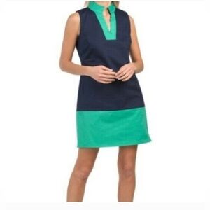 NWT SAIL TO SABLE Tunic Shift Dress Womens Navy/Green Classic  Size L
